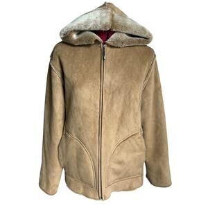Aeros Women’s Size Medium High End Tan Vegan‎ Suede Shearling Coat
